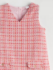 LCW Kids Pink V-Neck Girl Dress And Tights