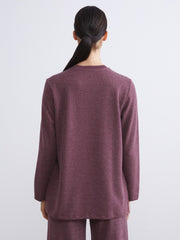 LCW Modest Burgundy Plus Size Crew Neck Women Sweatshirt Tunic