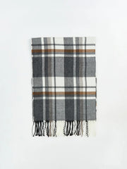 LCW Eco Beige Tassel Detailed Plaid Patterned Men Scarf