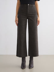 LCW Modest Brown Leopard Print Wideleg Women Jeans