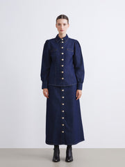 Raşit Bağzibağli X Lc Waikiki Indigo Shirt Collar Women Jean Jacket