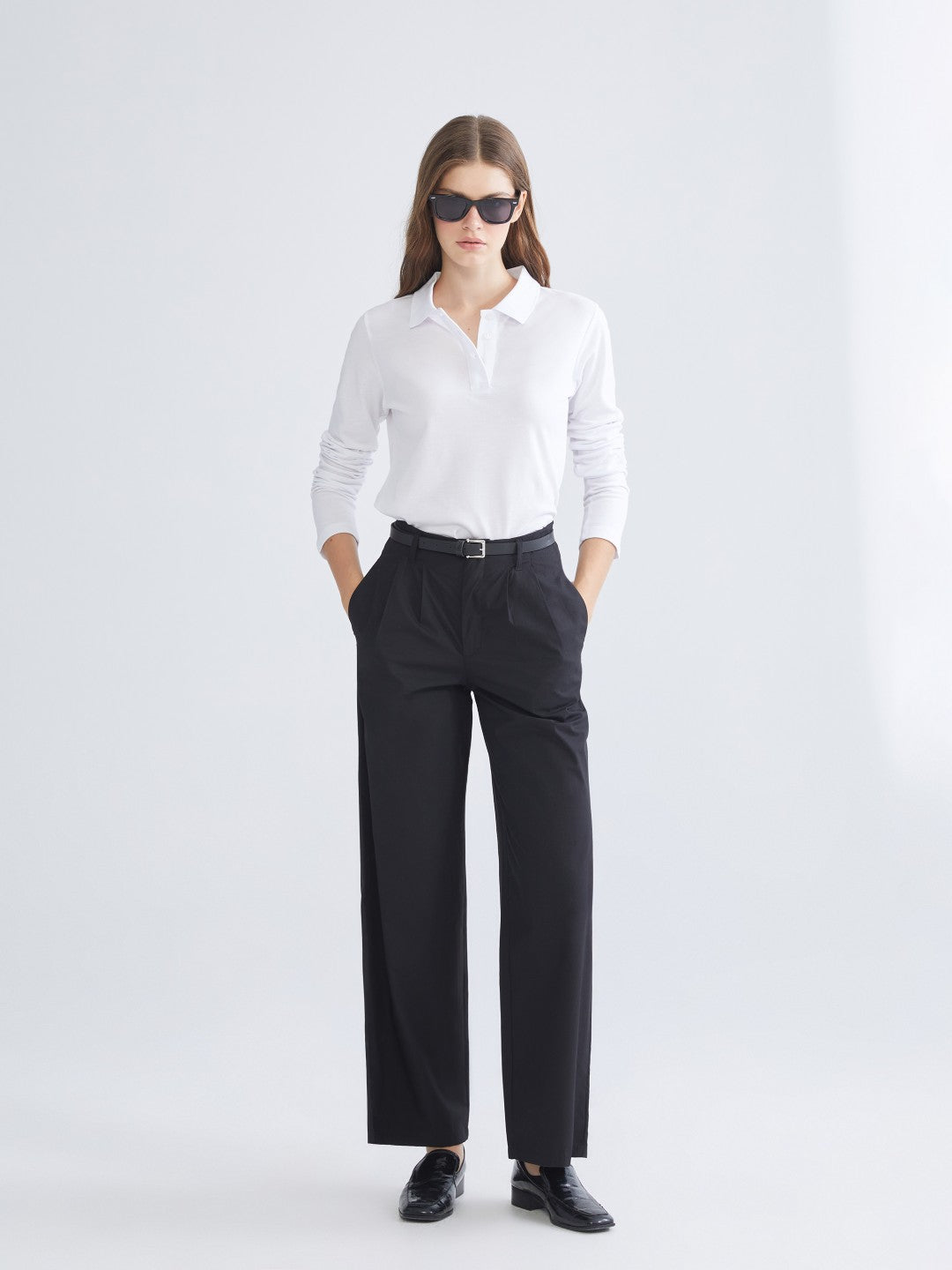 Xside White Polo Neck Pique Women T-Shirt