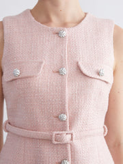 LCW Classic Pink Crew Neck Women Tweed Vest