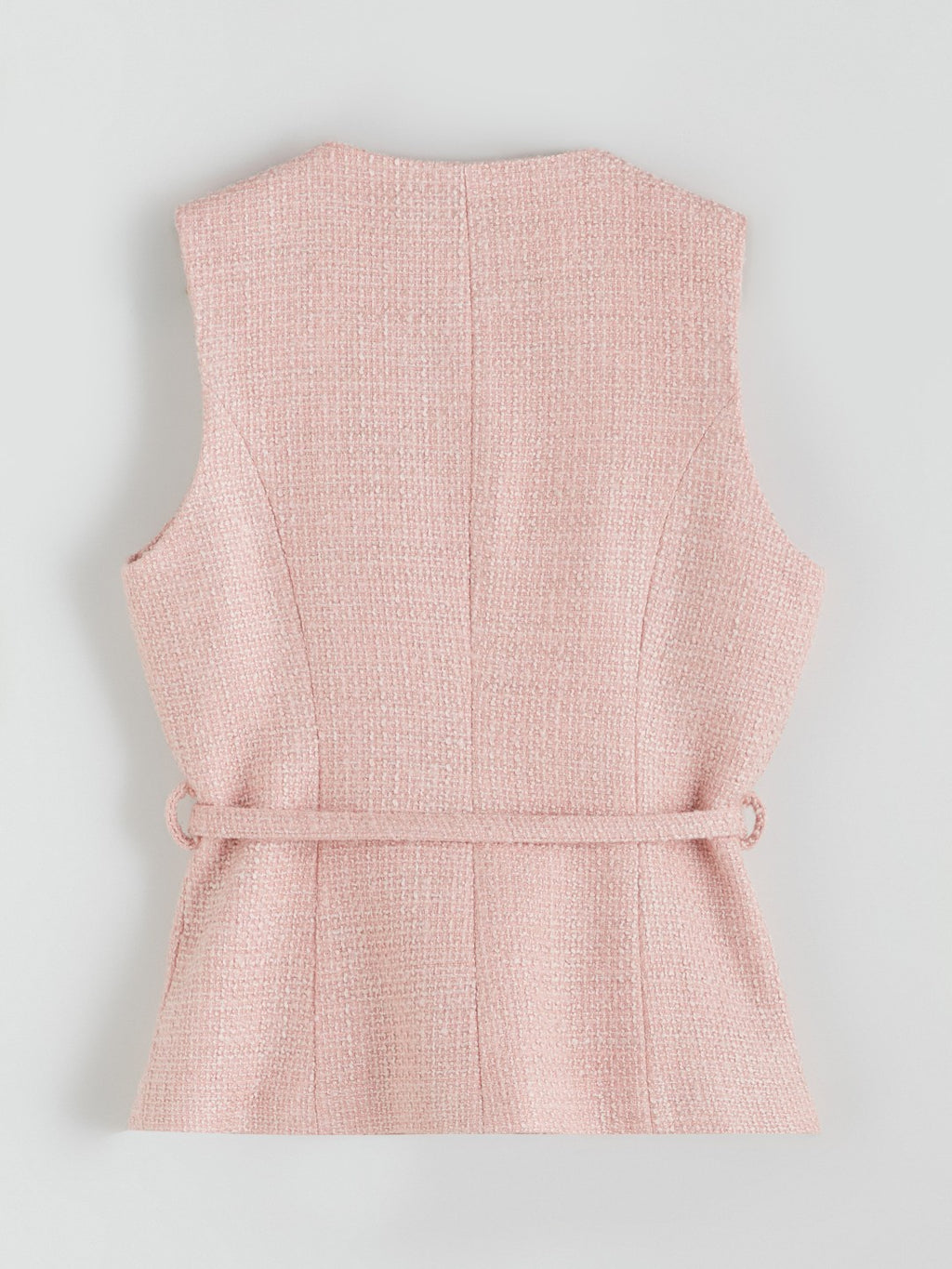 LCW Classic Pink Crew Neck Women Tweed Vest
