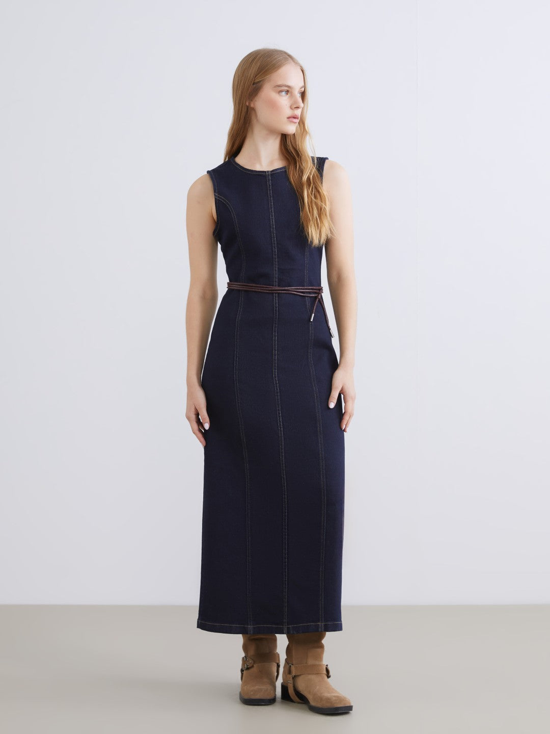 Xside Crew Neck Denim Dress