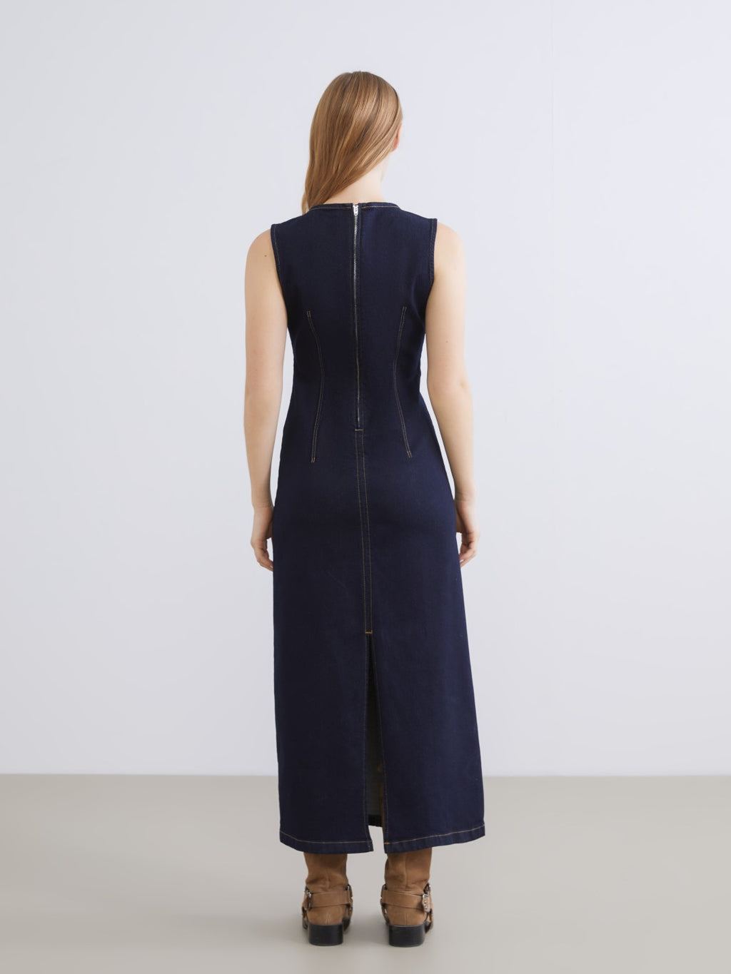 Xside Crew Neck Denim Dress