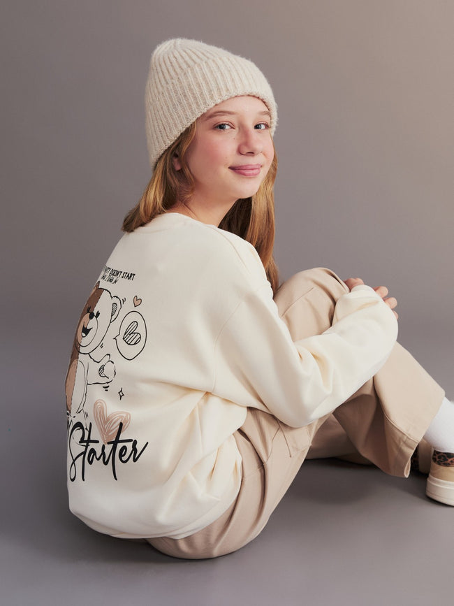 LCW Kids Back Printed Girls Sweatshirt Hover Image