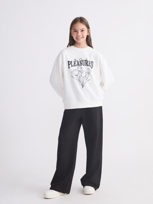 LCW Kids Crew Neck Printed Girls Sweatshirt Main Image