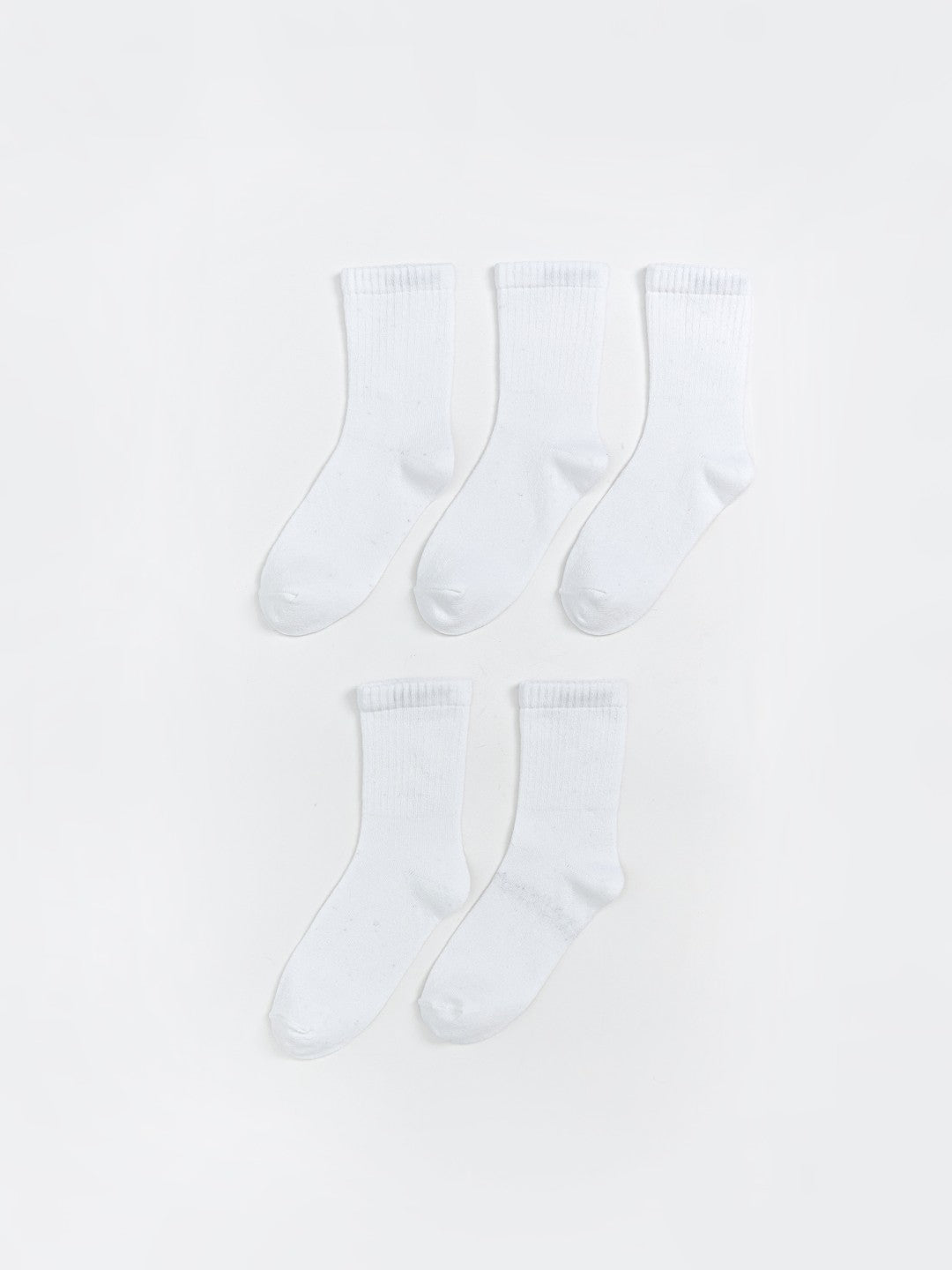 LCW Kids White Basic Girls Ankle Socks 5-Pack