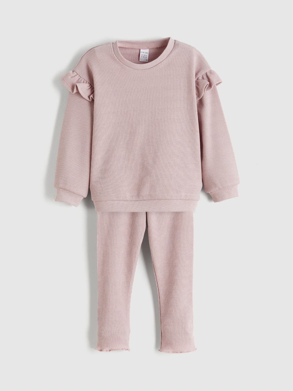 LCW Baby Crew Neck Basic Girls Sweatshirt And Leggings