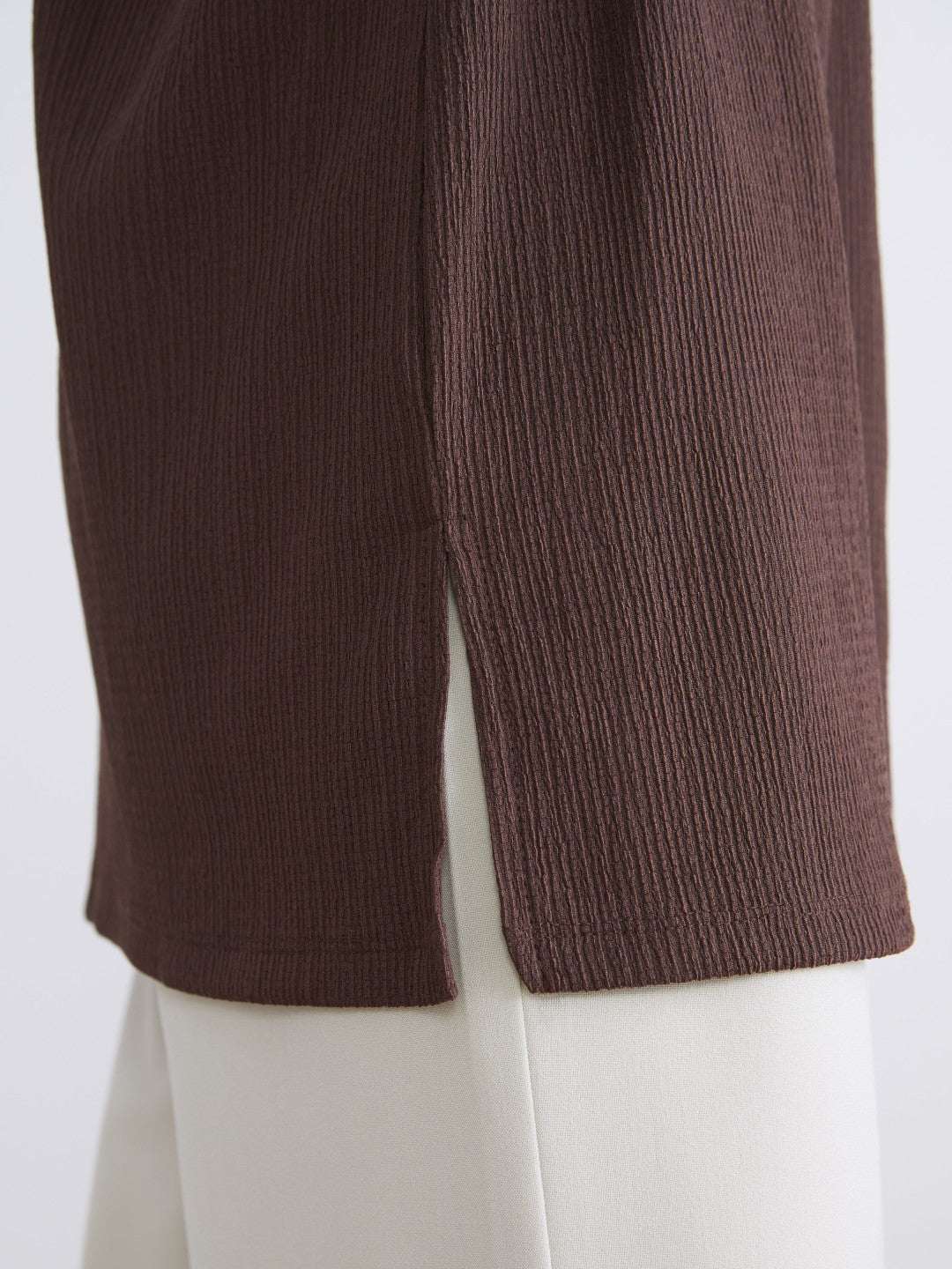 LCW Basic Crew Neck Frilled Women Tunic