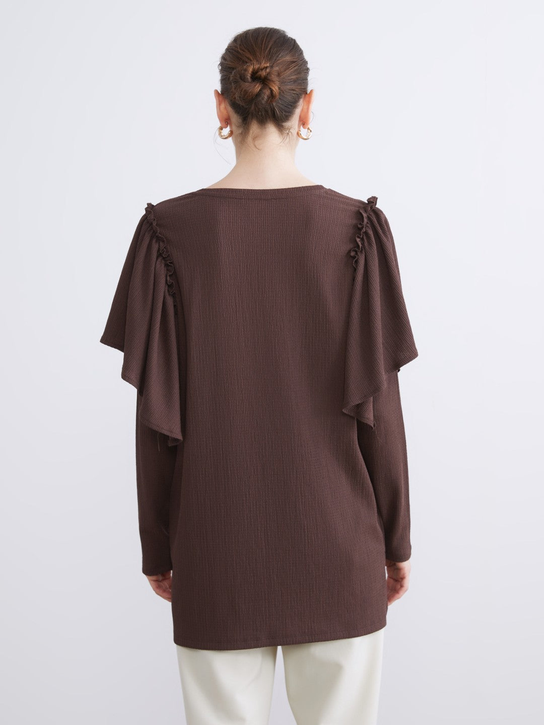LCW Basic Crew Neck Frilled Women Tunic