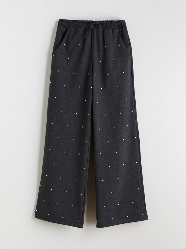 LCW Kids Elastic Waist Rhinestone Embellished Girls Trousers Hover Image