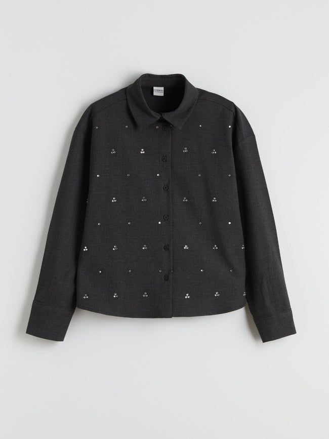 LCW Kids Rhinestone Embellished Girls Shirt Hover Image