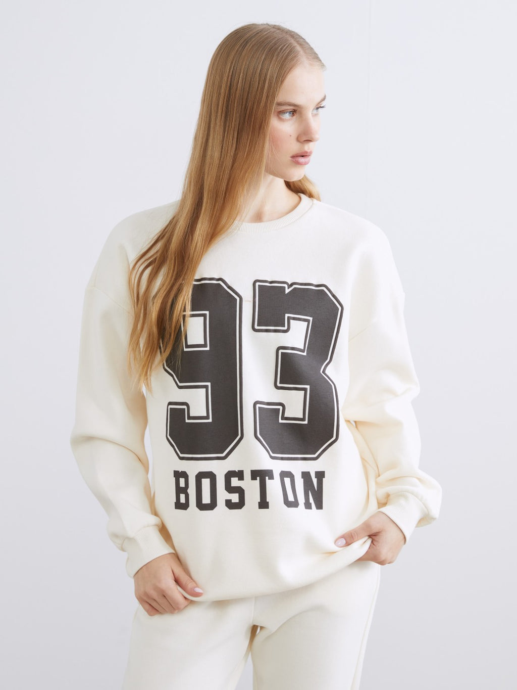 Xside Boston Printed Oversize Women Thick Sweatshirt