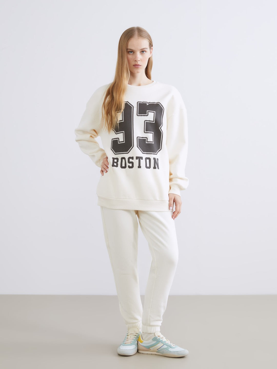 Xside Boston Printed Oversize Women Thick Sweatshirt