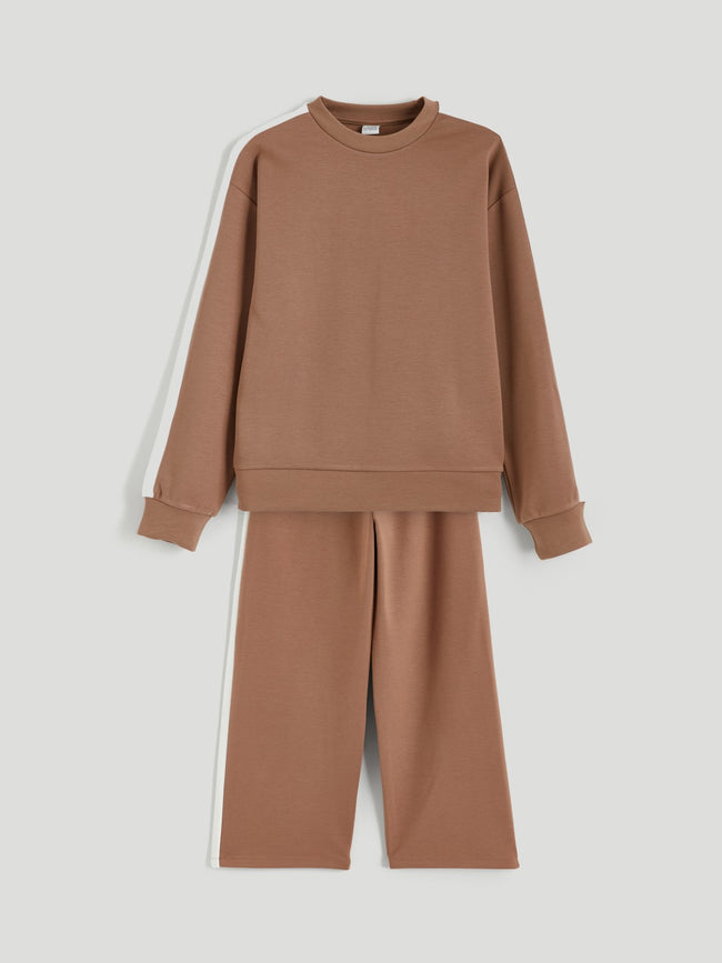 LCW Kids Crew Neck Girls Sweatshirt And Sweatpants Hover Image