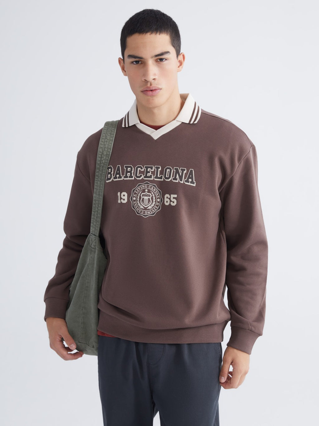 Xside Polo Neck Printed Oversize Men Sweatshirt