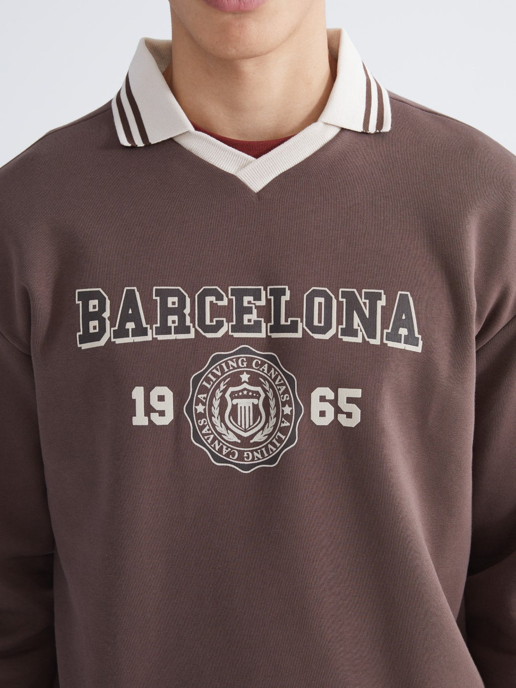 Xside Polo Neck Printed Oversize Men Sweatshirt