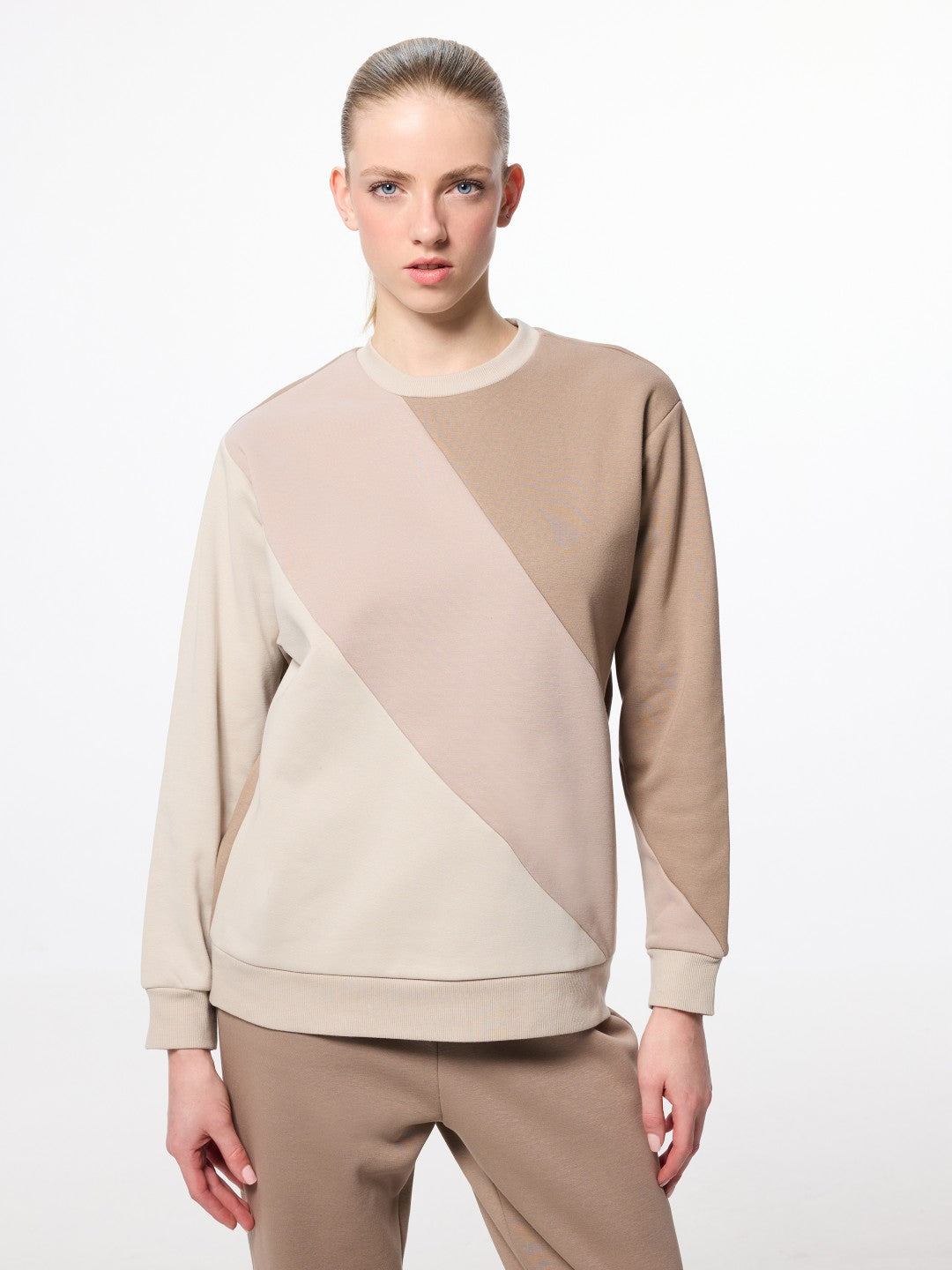 LCW Basic Color Block Oversize Women Sweatshirt