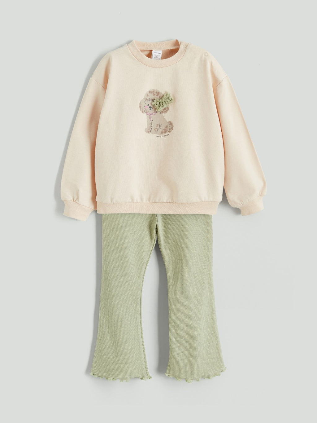 LCW Baby Crew Neck Printed Baby Girls Sweatshirt And Tights 2 Pack