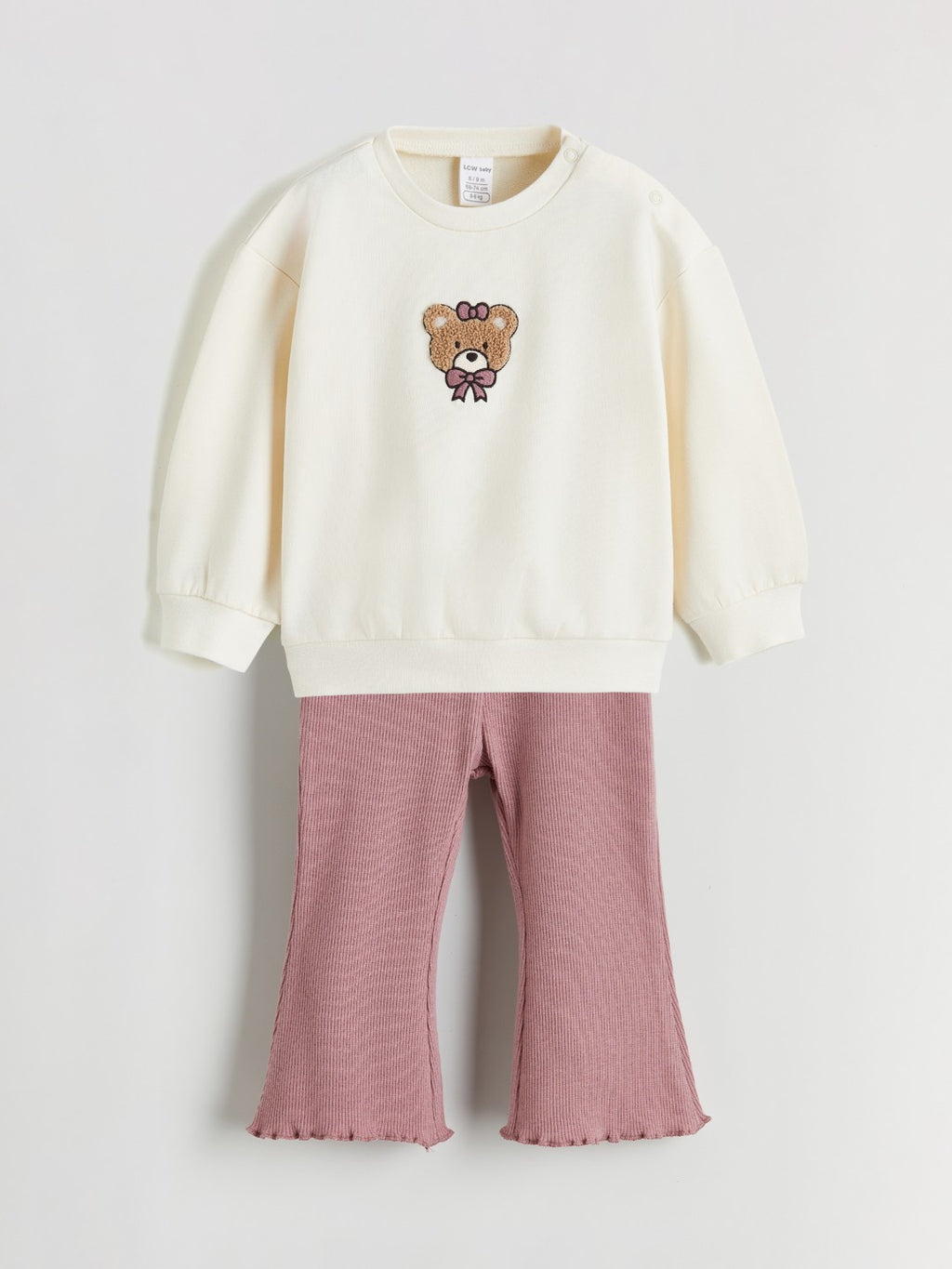 LCW Baby Embroidered Baby Girls Sweatshirt And Leggings