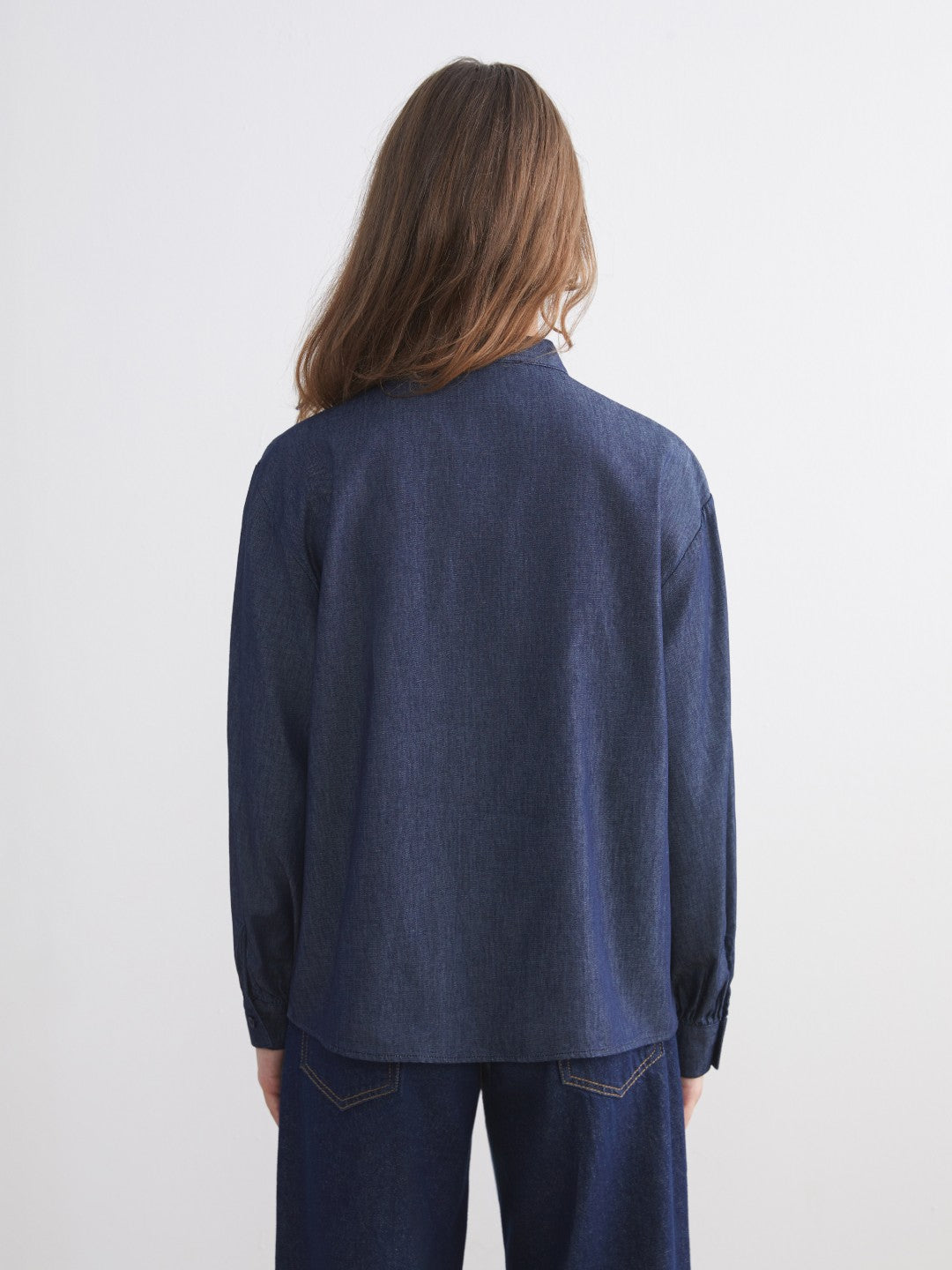 LCW Modest Tie Neck Women Denim Shirt