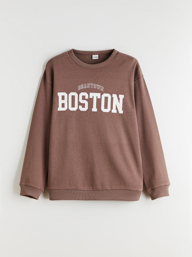 LCW Kids Crew Neck Boston Printed Boys T-Shirt Hover Image