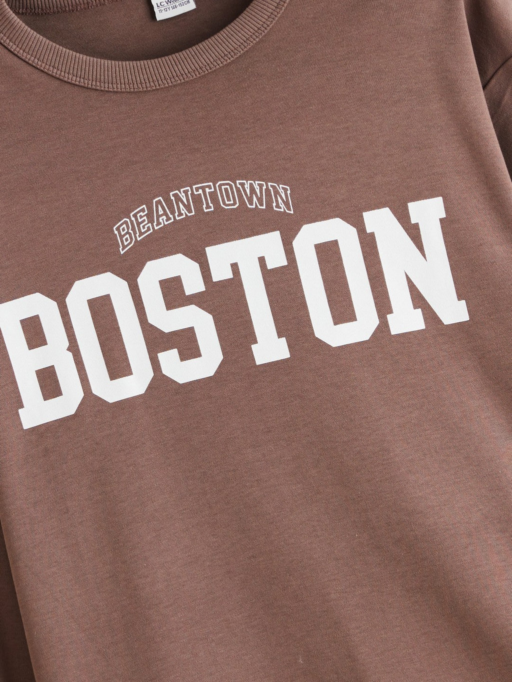LCW Kids Crew Neck Boston Printed Boys T-Shirt