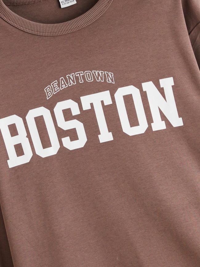 LCW Kids Crew Neck Boston Printed Boys T-Shirt Main Image