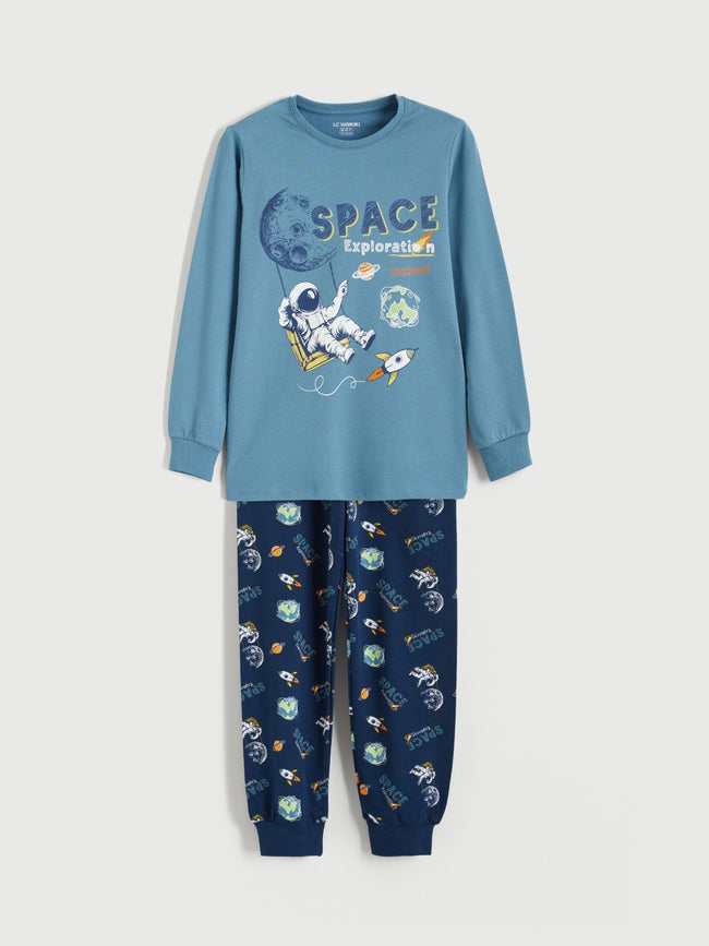 LCW Kids Crew Neck Printed Boys Pyjama Set Hover Image