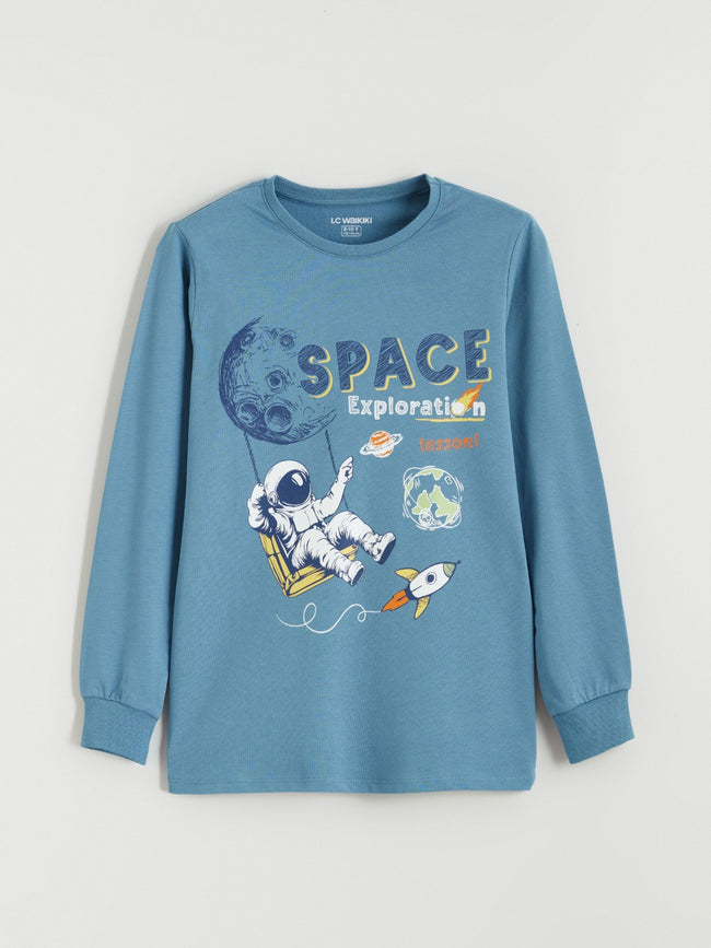 LCW Kids Crew Neck Printed Boys Pyjama Set Main Image
