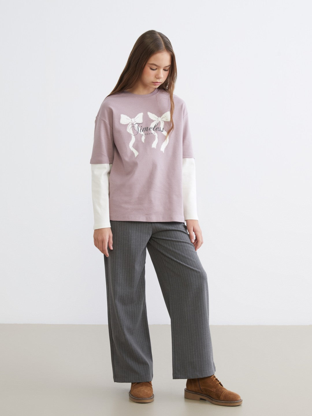 LCW Kids Elasticated Waist Striped Girls Trousers