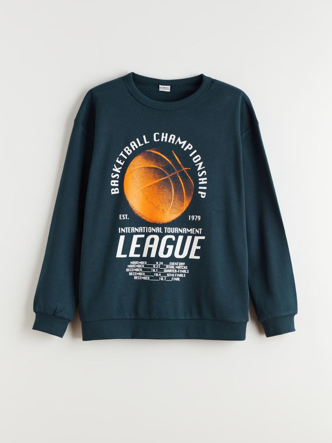 LCW Kids Crew Neck Printed Boys Sweatshirt Hover Image