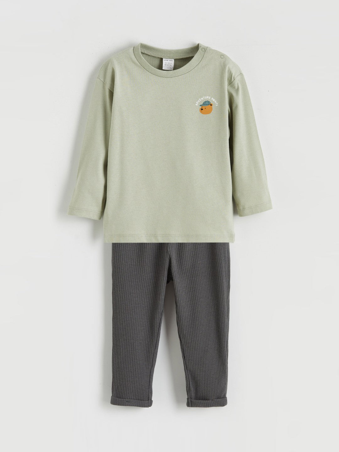 LCW Baby Crew Neck Baby Boys T-Shirt And Sweatpants