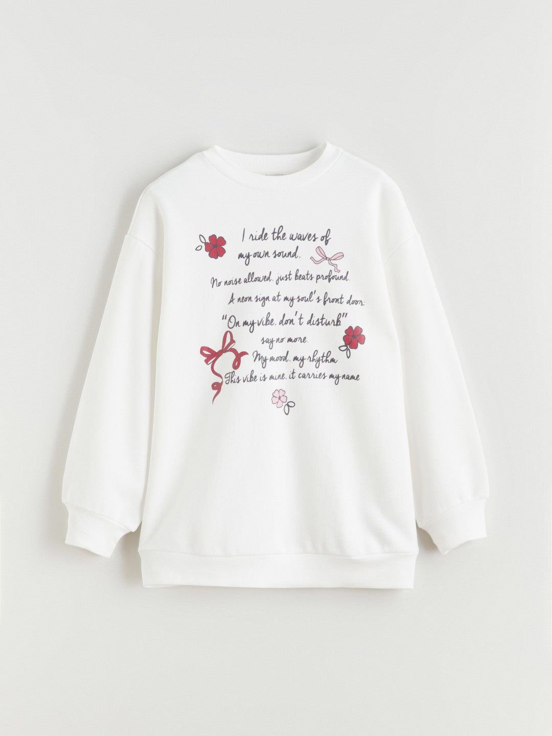 LCW Kids Crew Neck Printed Girls Thick Sweatshirt
