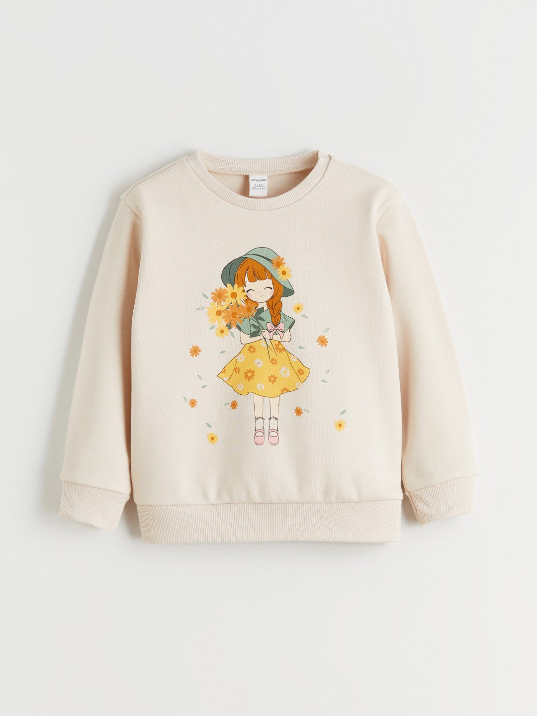 LCW Baby Crew Neck GirlS Thick Sweatshirt, Pack Of 2