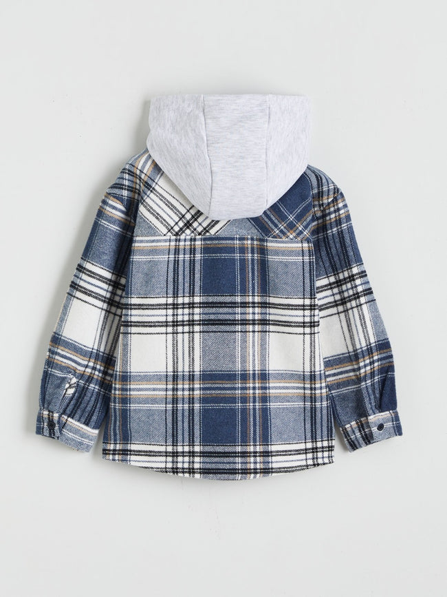 LCW Kids Hooded Plaid Boys Flannel Shirt Main Image