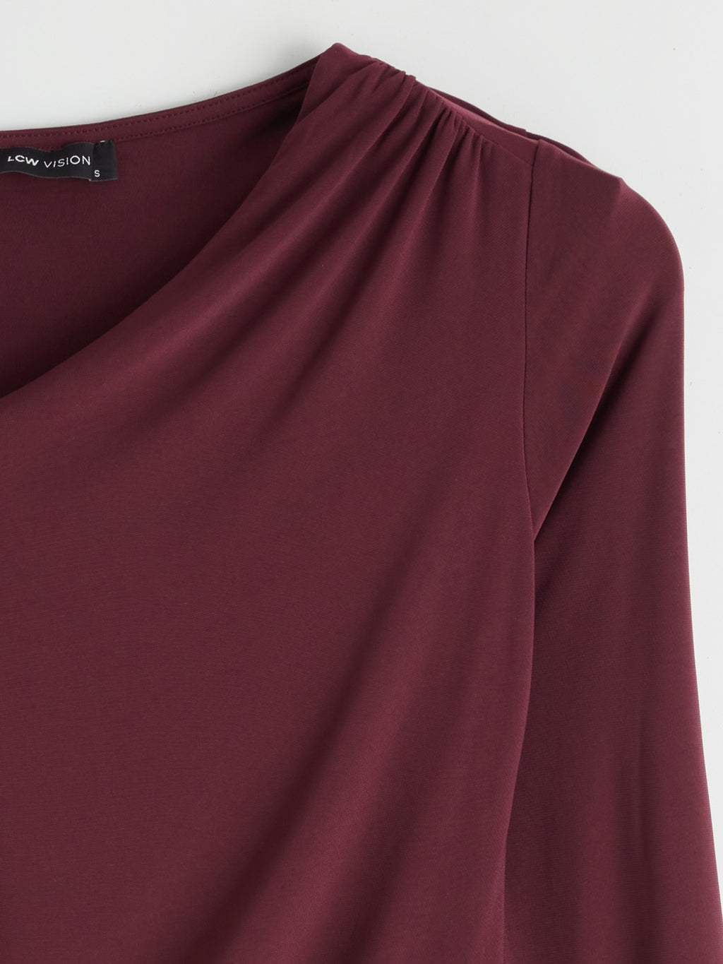 LCW Vision Asymmetric V-Neck Ruched Blouse