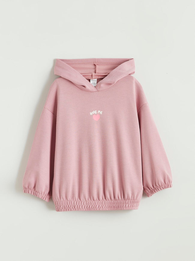 LCW Kids Hooded Printed Girls Sweatshirt Hover Image