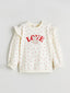 LCW Baby Crew Neck Ruffle Detail Baby Girls Sweatshirt