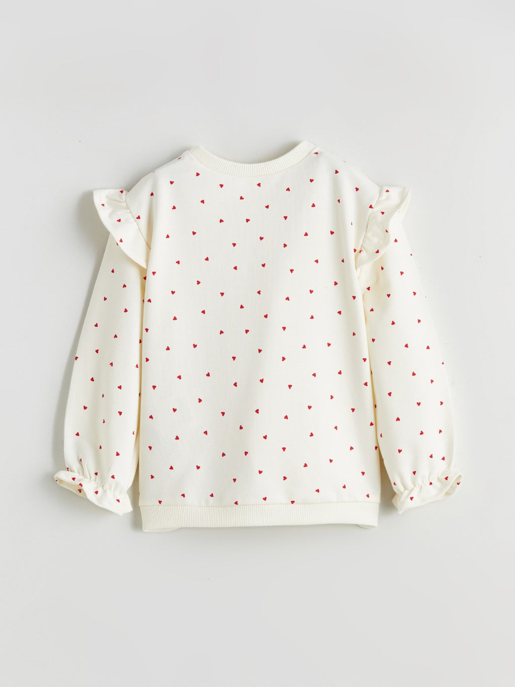 LCW Baby Crew Neck Ruffle Detail Baby Girls Sweatshirt