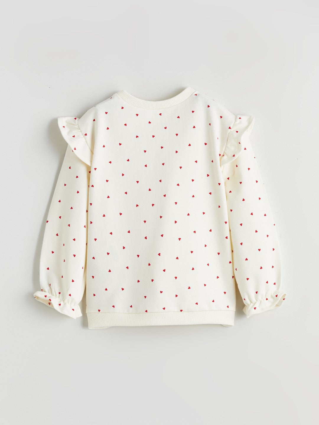 LCW Baby Crew Neck Ruffle Detail Baby Girls Sweatshirt