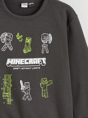 LCW Kids Crew Neck Minecraft Printed Boys Sweatshirt