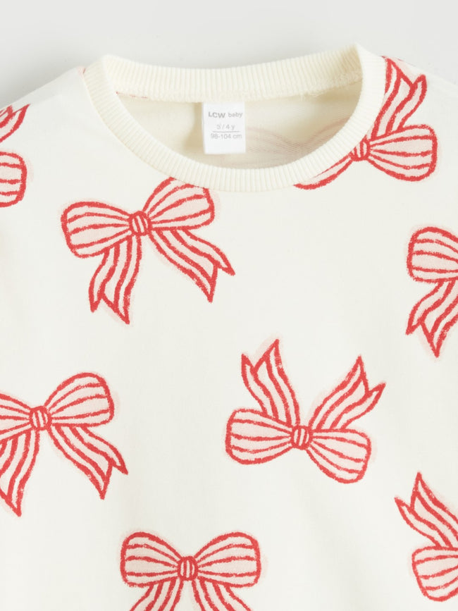 LCW Baby Crew Neck Patterned Baby Girl Sweatshirt Main Image