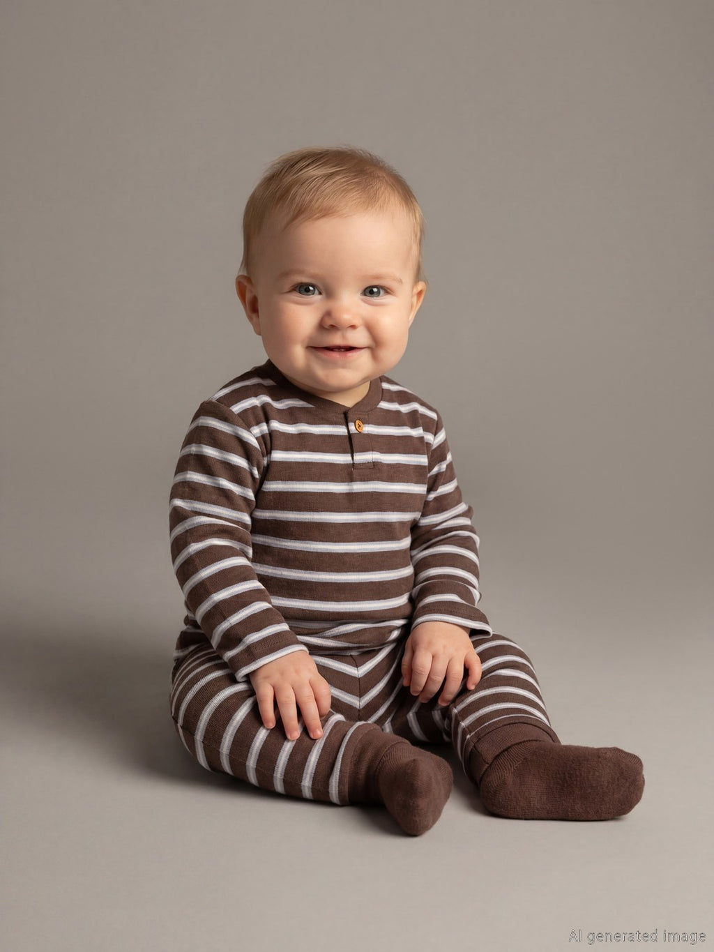 LCW Baby Crew Neck Striped Baby Boys Pyjama Set