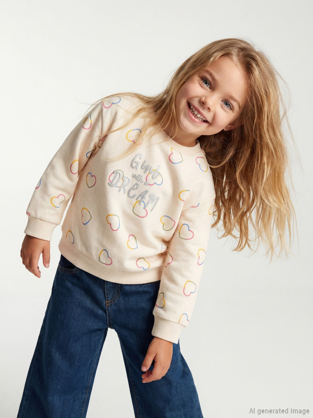 LCW Kids Crew Neck Printed Girls Sweatshirt