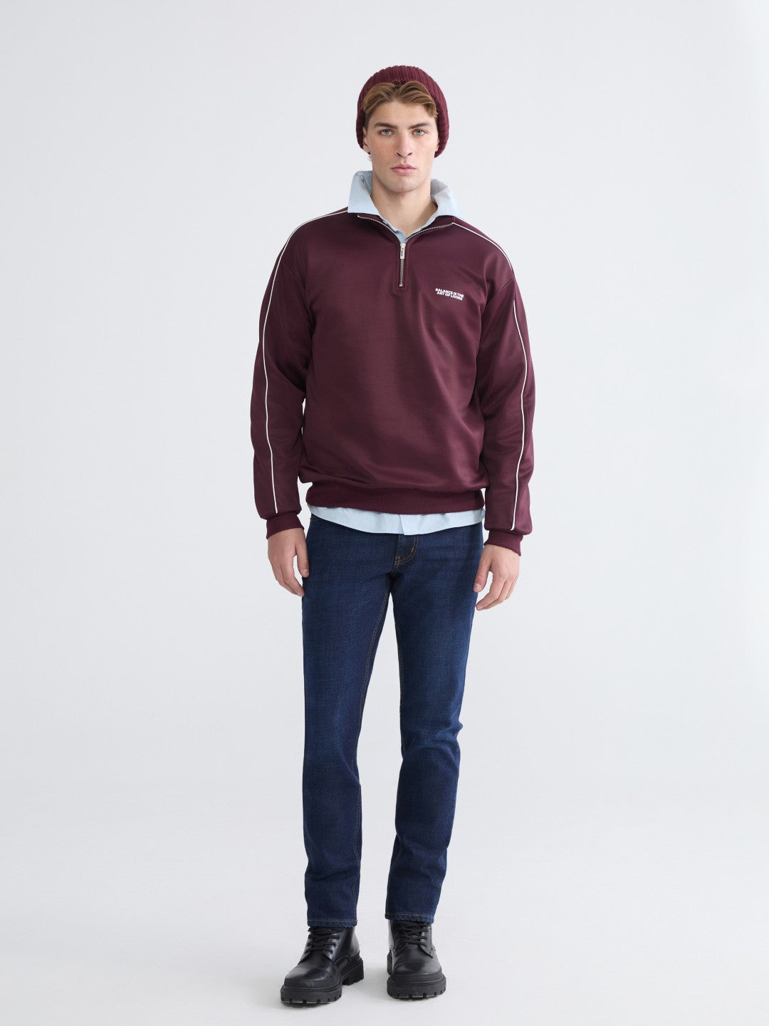 Xside Funnel Neck Printed Men Sweatshirt