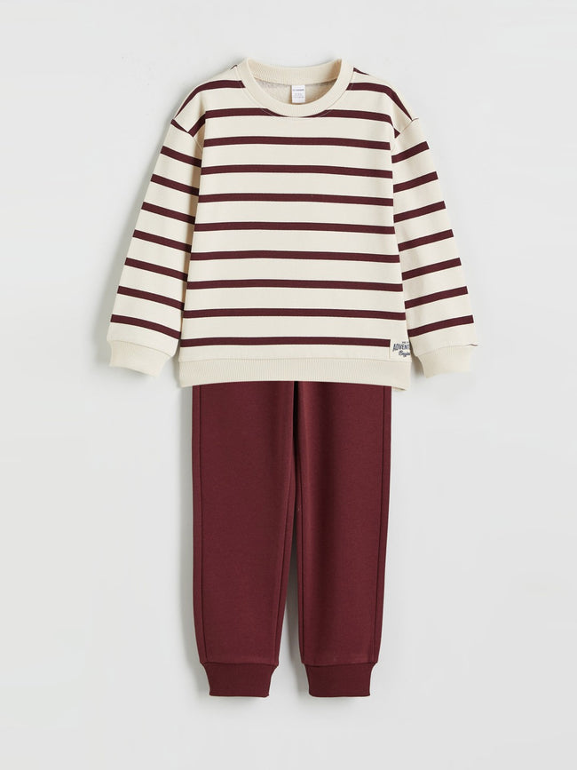 LCW Kids Striped Boys Sweatshirt And Tracksuit Bottoms Hover Image
