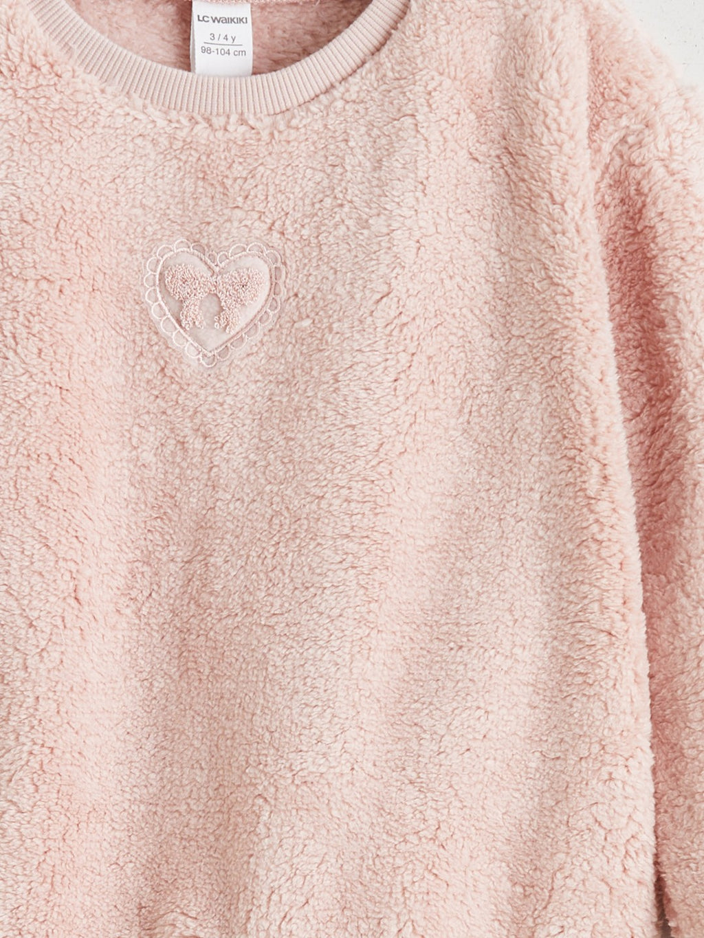 LCW Kids Heart Embroidered Girls Plush Sweatshirt